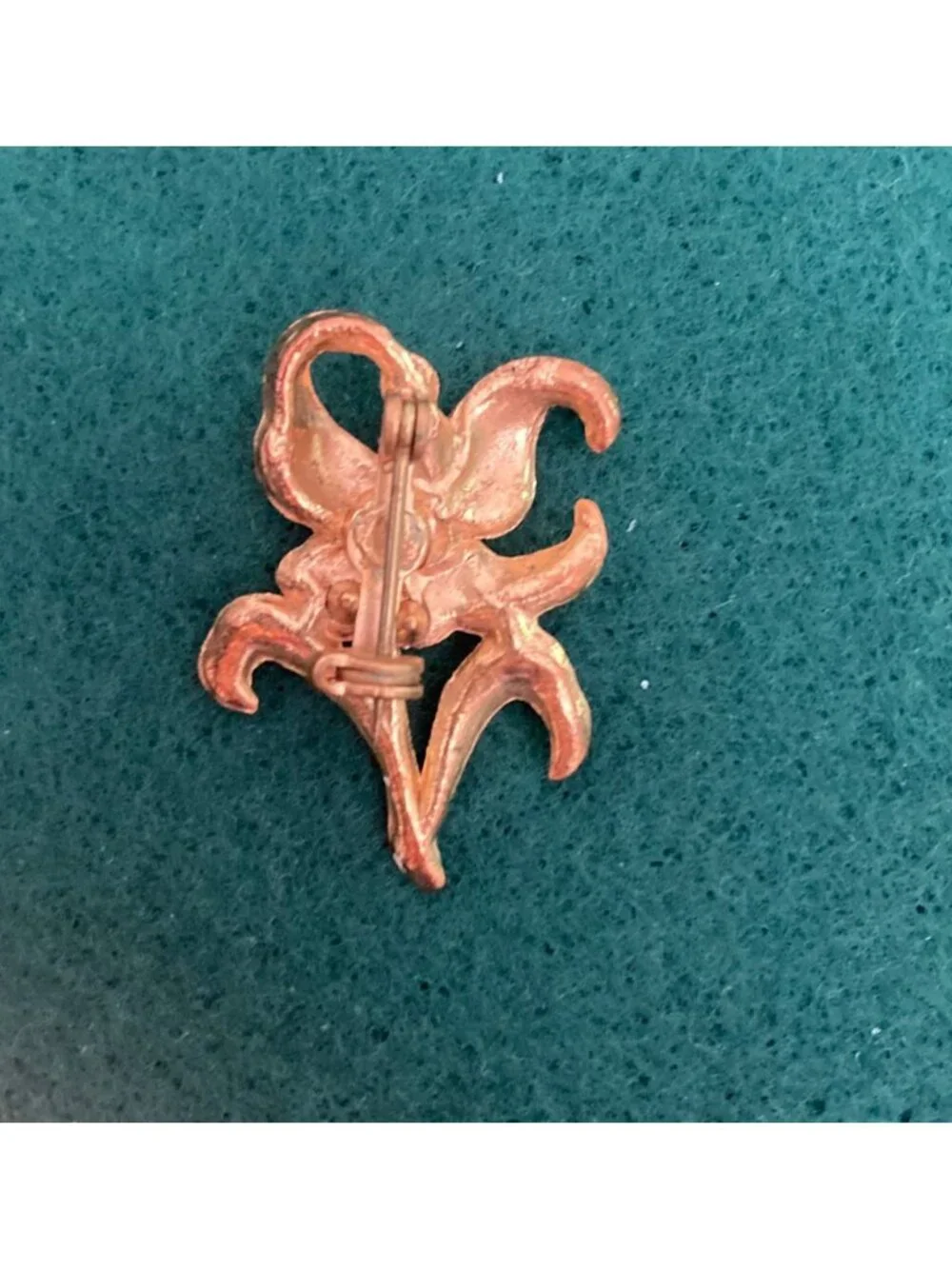 Vintage Gold Tone Enamel Lilly Flower Brooch Pin Pink Green Feminine Delicate